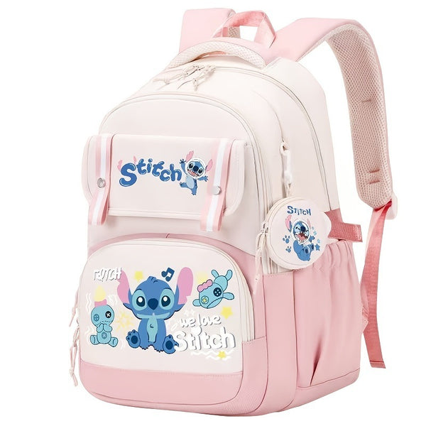 Rucsac Scolar impermeabil, model Stitch